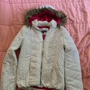 Lightweight zip up coat with faux fur hood